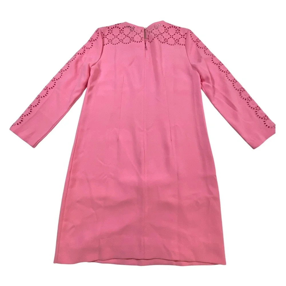J. Crew NWT Pink Eyelet Lace Yoke Long Sleeve Shift Dress Womens 2 Valentine NEW
